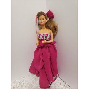 Mattel Barbie With Original Deep Pink Gown and Matching Hair Bow